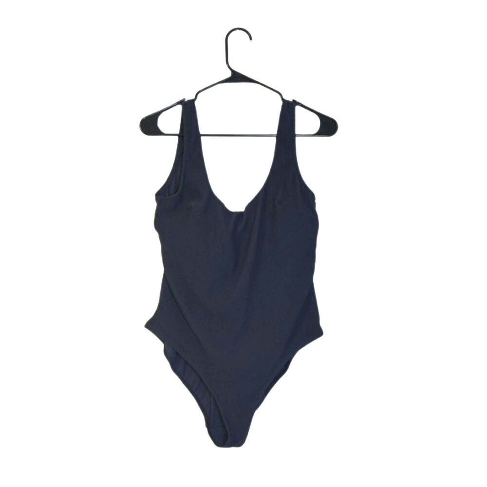 H&M Swimsuit Womens Large Beach Vacation One Piece Textured Padded Charcoal